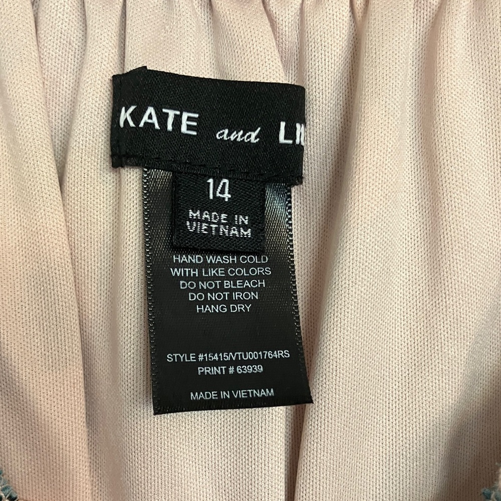 KATE and LILY Tropical Pink and Teal Green Color Summer Maxi Dress Botanical 14 - Picture 4 of 4
